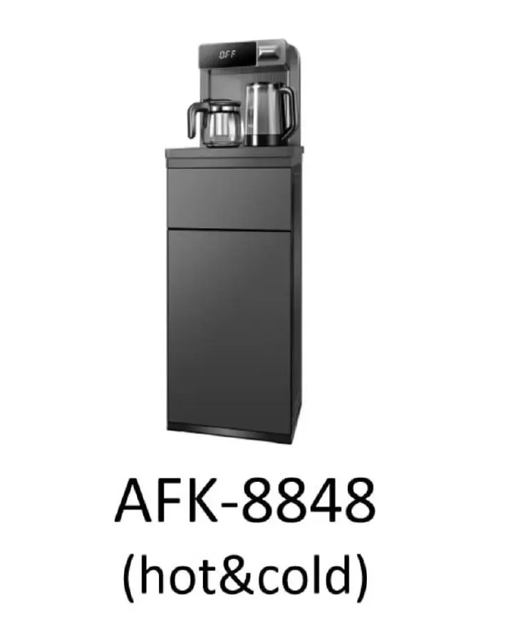 Ailyons bottom load AFK-8848 hot and cold water dispenser 500W Ailyons water dispenser with 2 free water boiling kettles for coffee making and LCD touch panel and remote control Champagne color