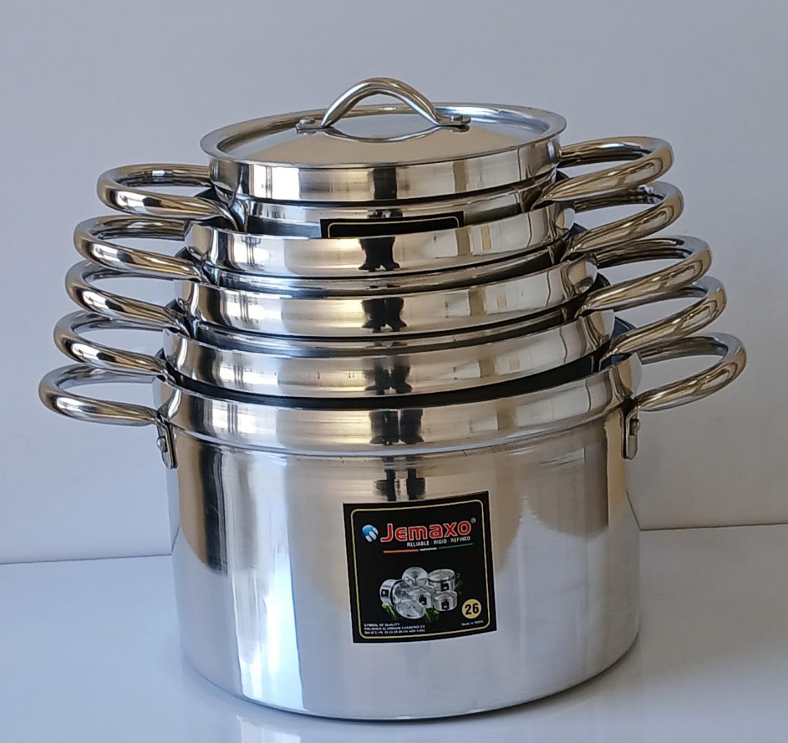 5pcs Jemaxo pots sufuria cookware set with lids. jemaxo heavy duty Aluminium pots set with fitting lids 18cm, 20cm, 22cm, 24cm and 26cm