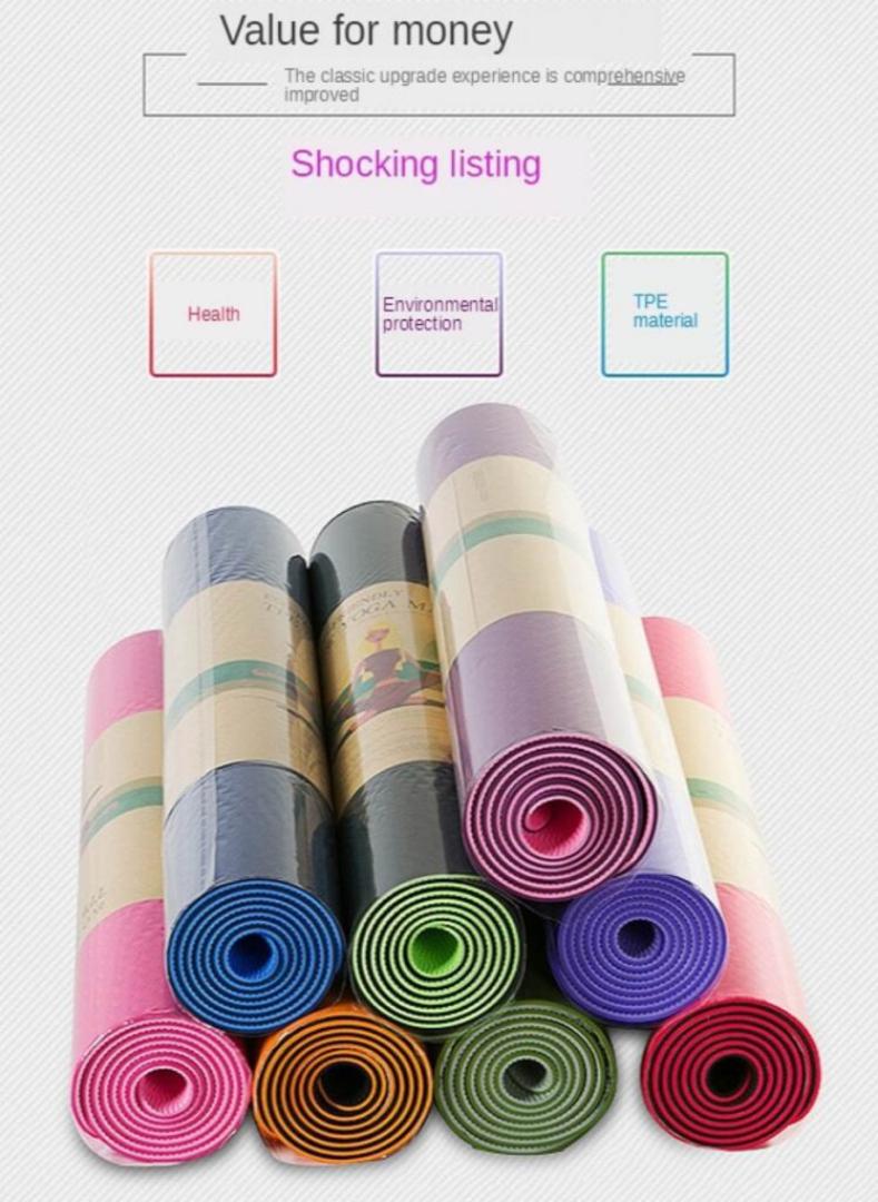 10mm thick double sided yoga mat non slip carpet pads yoga exercise mats with high quality and elastic standard 1830mmx 61mm random colors available