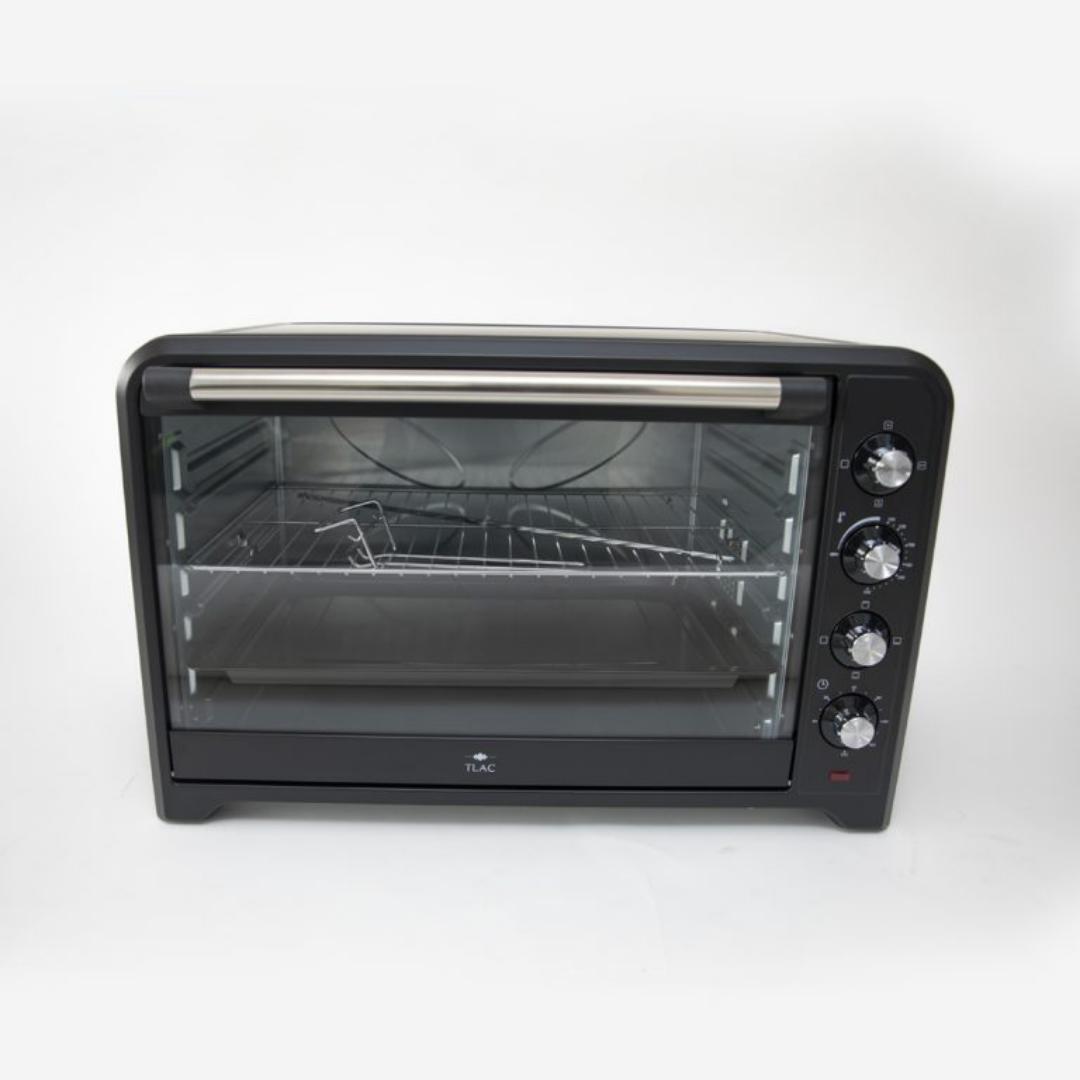 100L Tlac Electric oven with Rotisserie and convection function2800 watts
4 stages switch heating selection
4 knobs (Temperature,heating,timer, Rotisserie and fan)