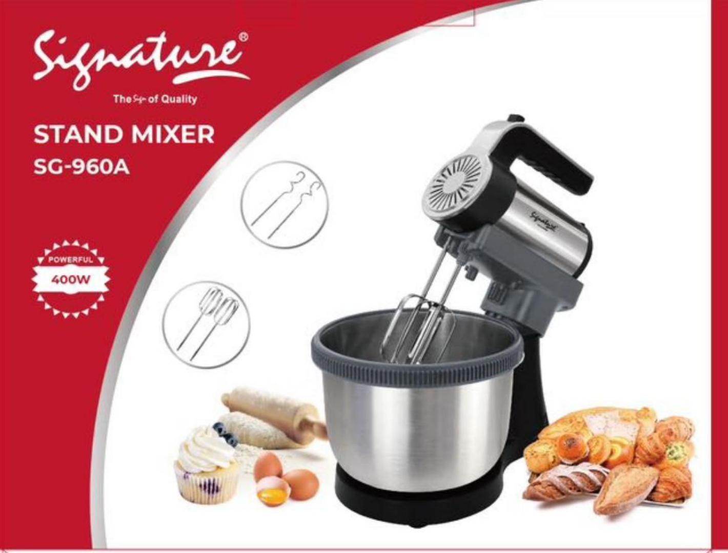 SG-960A Signature stand mixer with 4L stainless steel bowl 400W Signature Electric stand mixer egg beater with detachable 4L bowl for dough mixing