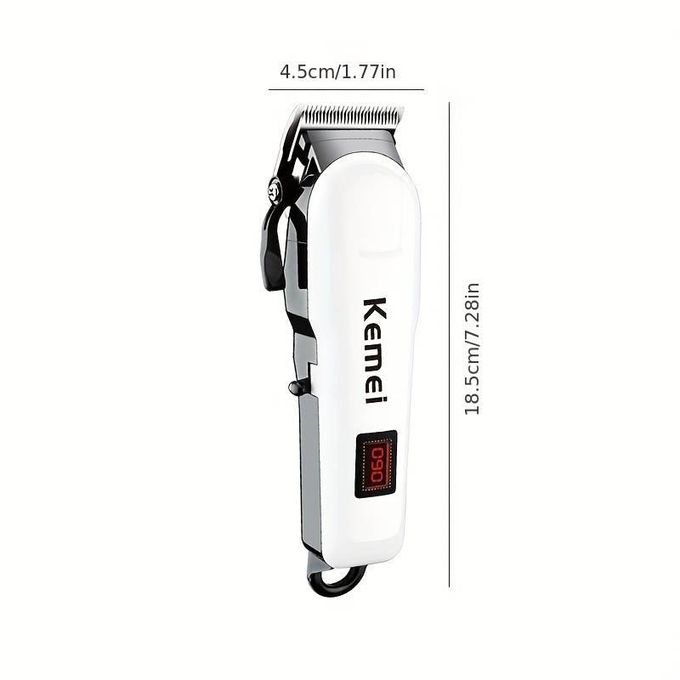 Kemei rechargeable cordless shaver with led display and 4hrs continous shaving time battery power . Kemei cordless hair clipper shaving machine