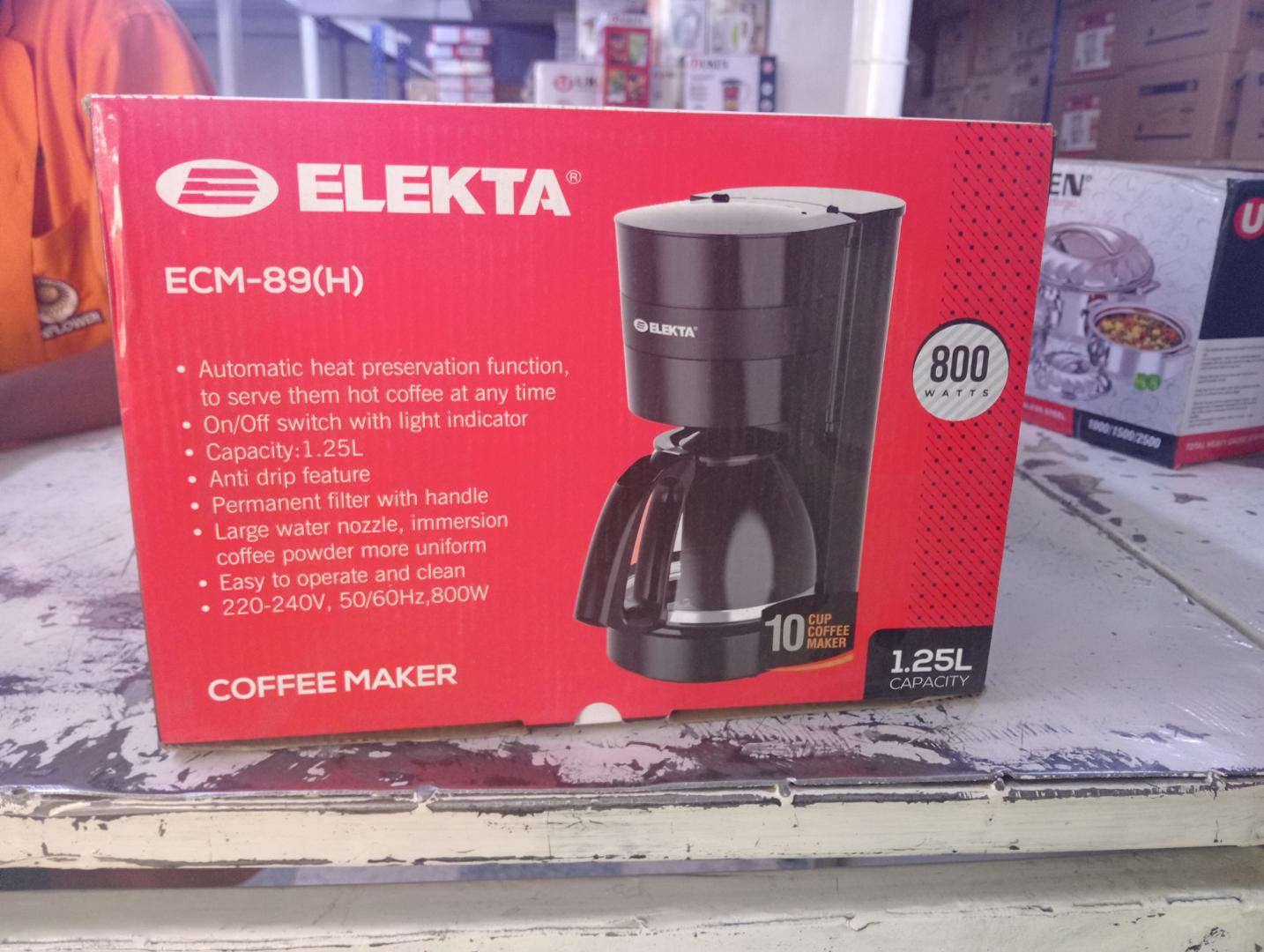 1.25L Elekta Coffee Maker with Automatic heat preservation function. EMC-88H Elekta coffee maker with 10 cups capacity 800W