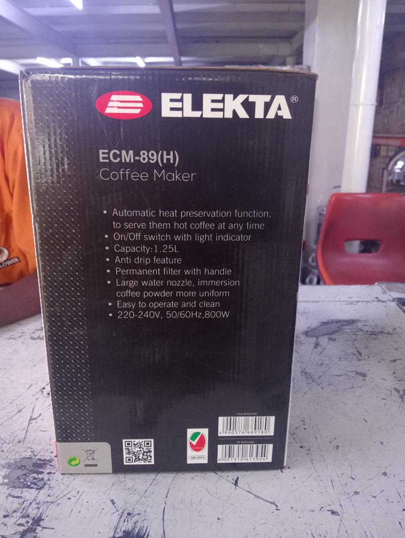 1.25L Elekta Coffee Maker with Automatic heat preservation function. EMC-88H Elekta coffee maker with 10 cups capacity 800W
