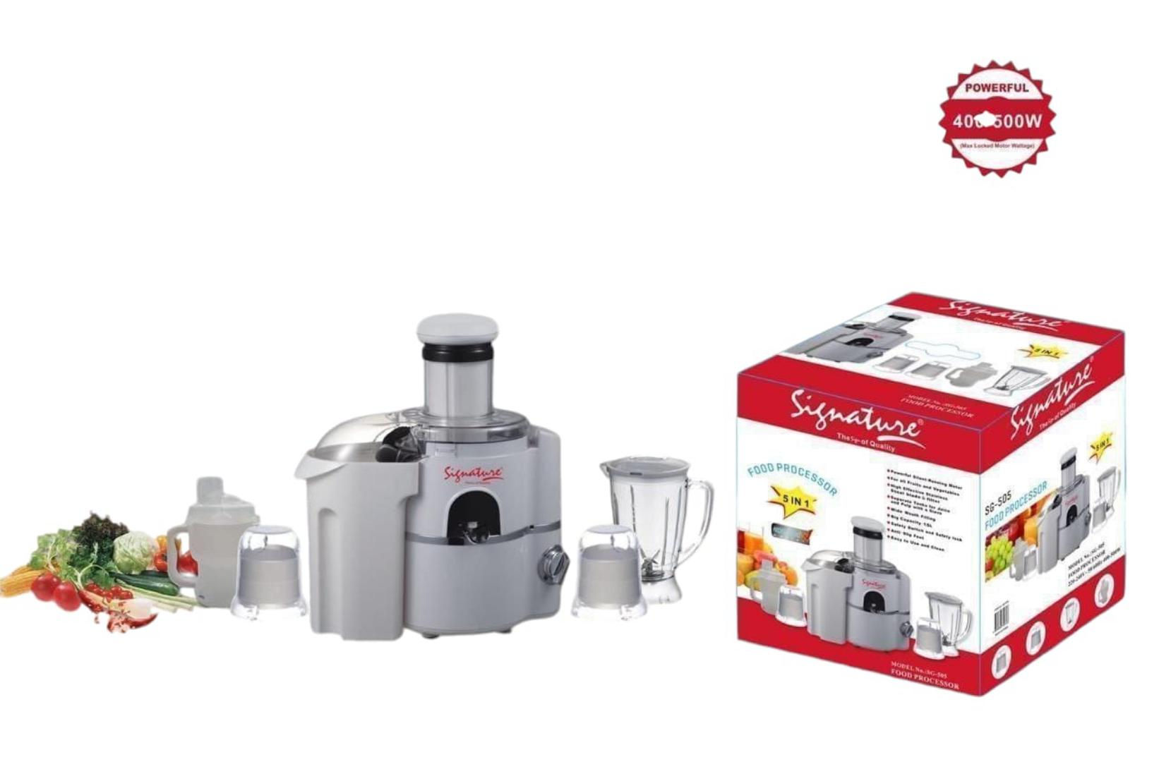 Signature Heavy Duty 5 In 1 Food Processor / Blender / Juicer / Grinder
. SG-505 Signature food processor 400-500W
