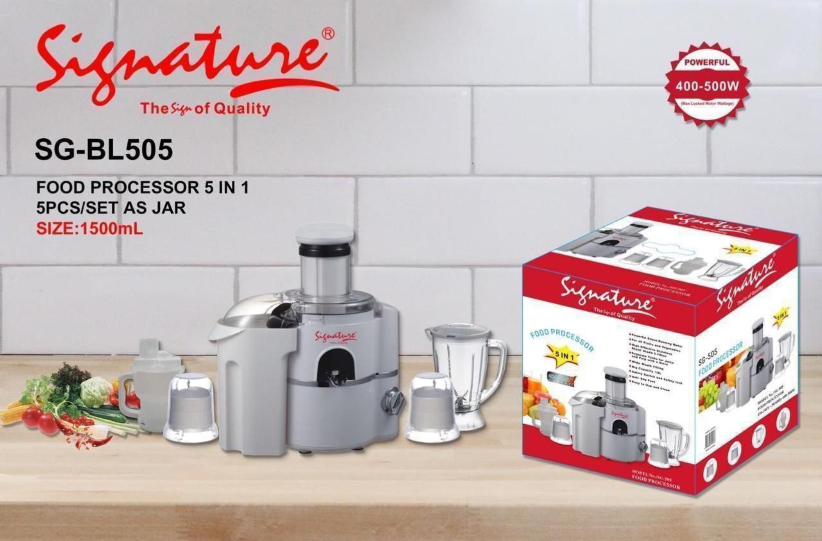 Signature Heavy Duty 5 In 1 Food Processor / Blender / Juicer / Grinder
. SG-505 Signature food processor 400-500W