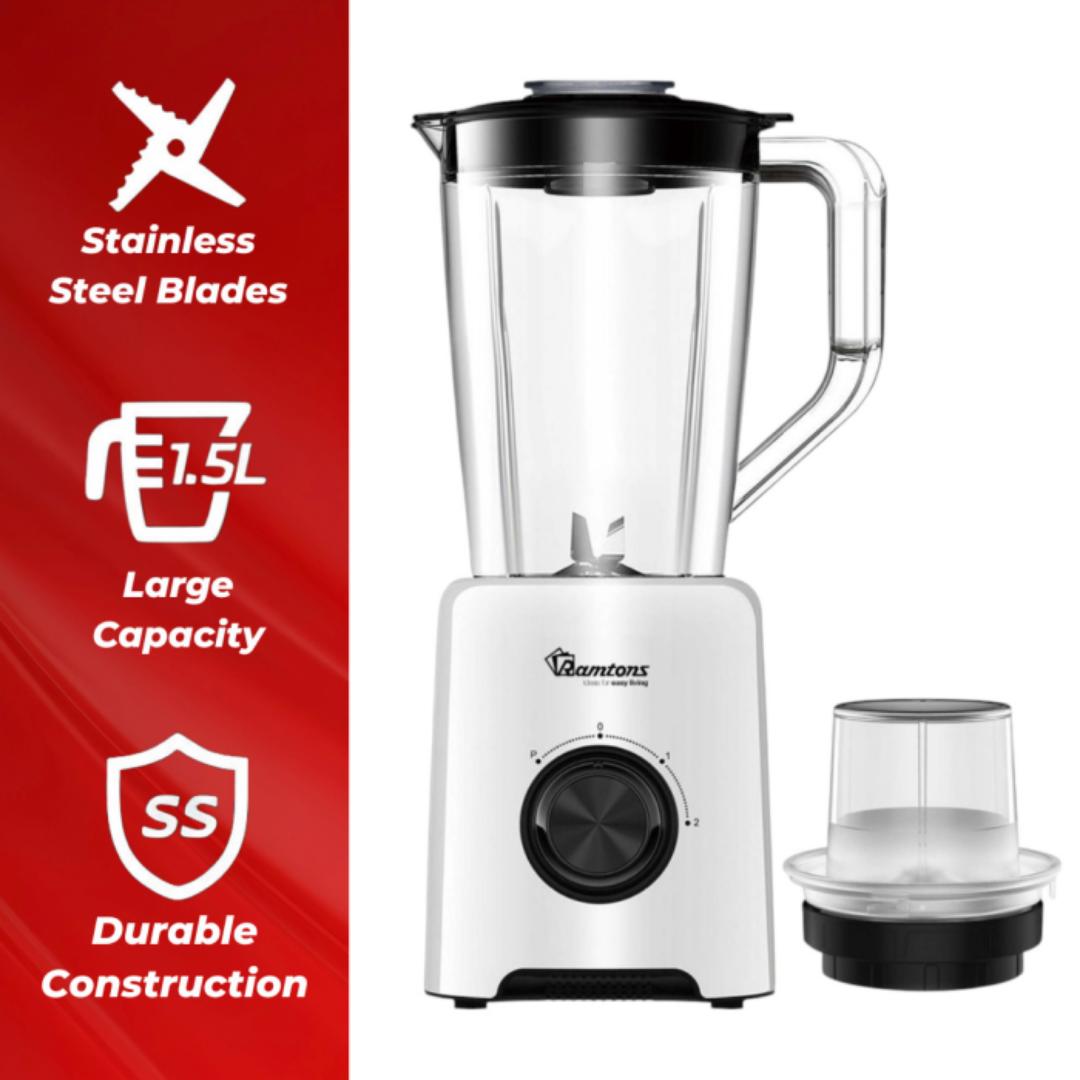 RM-579 Ramtons blender with 1.5L Unbreakable jar and grinder mil. 2 in 1 Ramtons blender 500W powerful motor and stainless steel blades