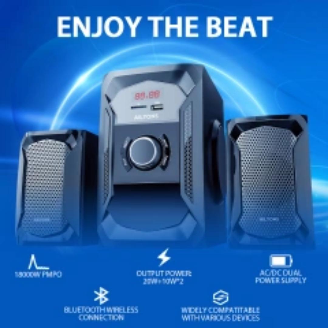 AILYONS 2.1CH ELP2402K Multimedia Speaker System
with 18000W PMPO and 40W power output. 
Ailyons Subwoofer 2.1CH with AC / DC dual power input, Bluetooth and remote control