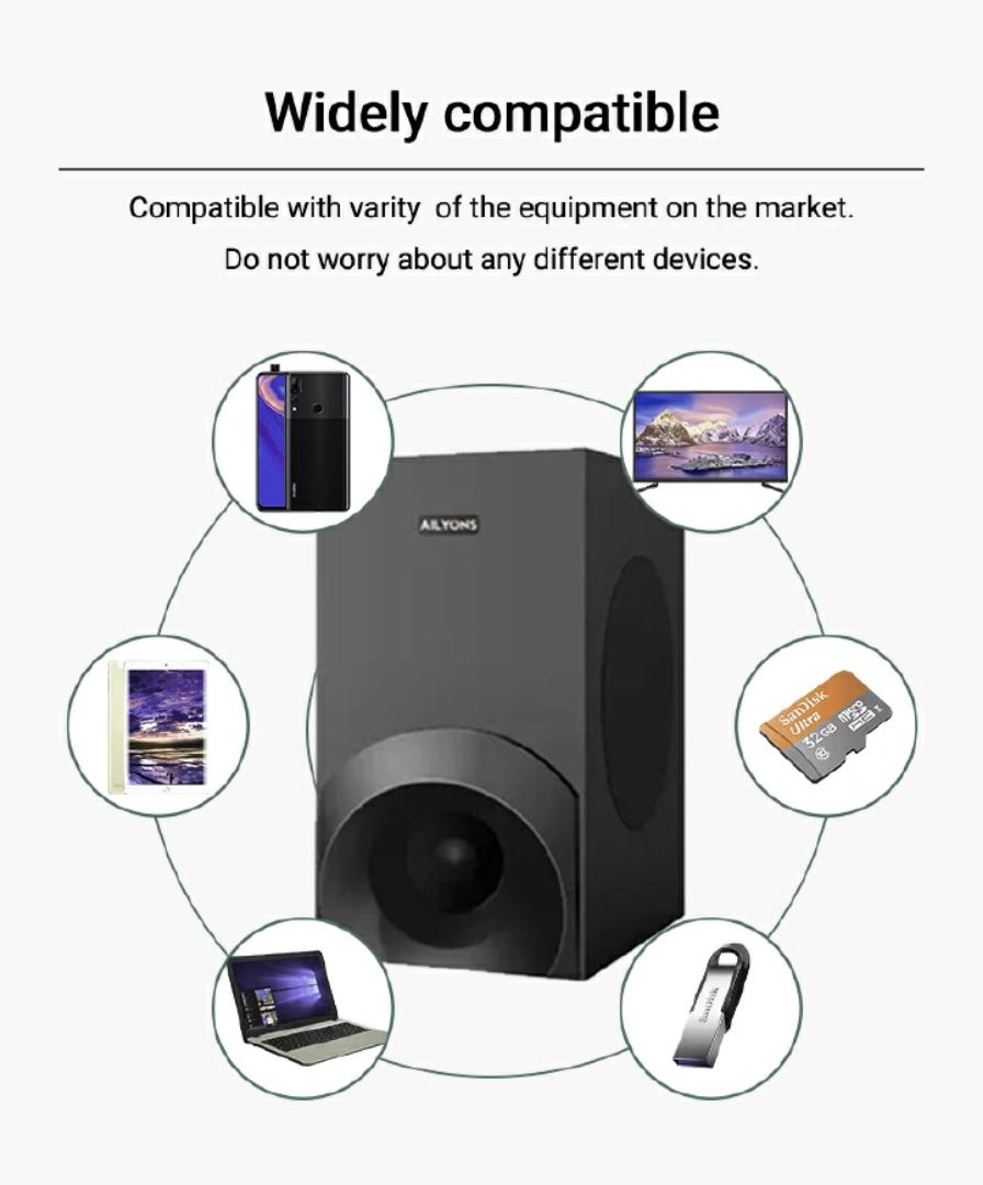 AILYONS SB501 2.1CH Sound Bar SubWoofer With Bluetooth Home Theatrer 18000W PMPO - Black, (1YR WRTY)