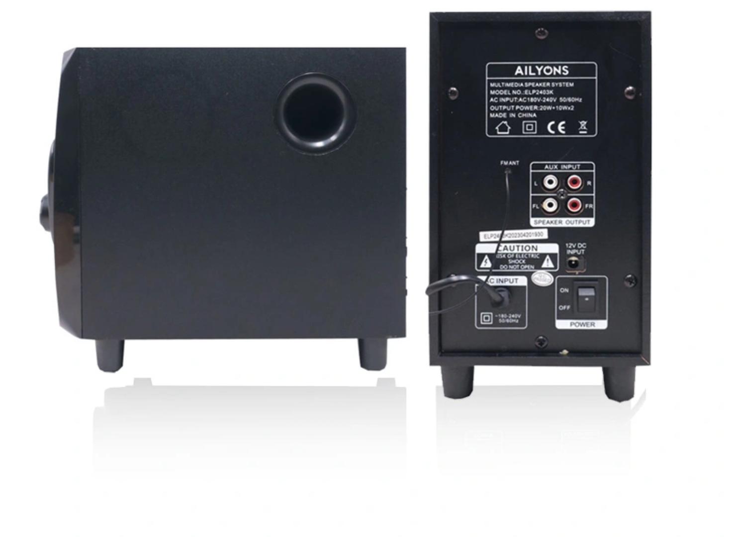 AILYONS ELP2403K 2.1CH SubWoofer Home Theatrer Multi Media Speaker System with 18000W PMPO and remote control (1YR WRTY)