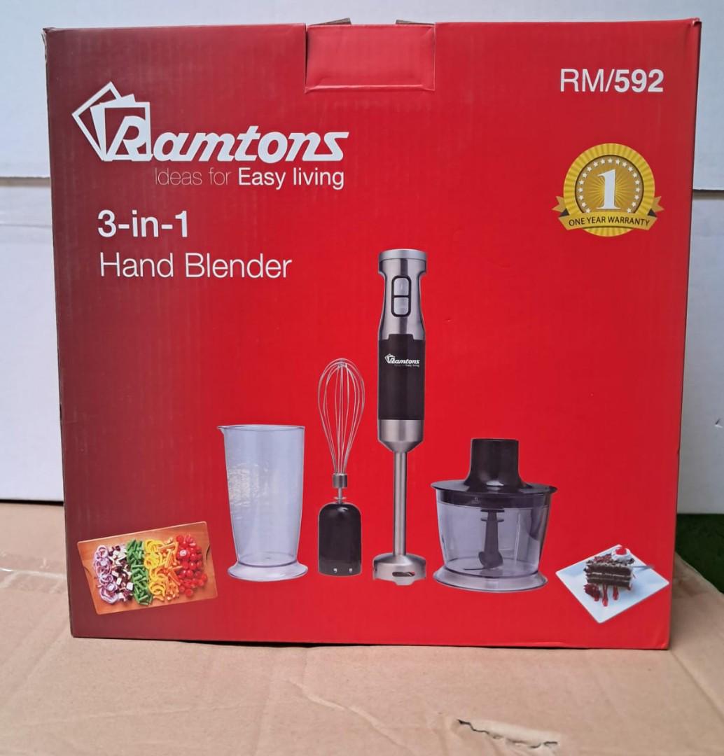 Ramtons 3 in 1 hand blender 600W 3 in 1 Ramtons hand blender RM-592 with whisker, and chopper for soup and cream