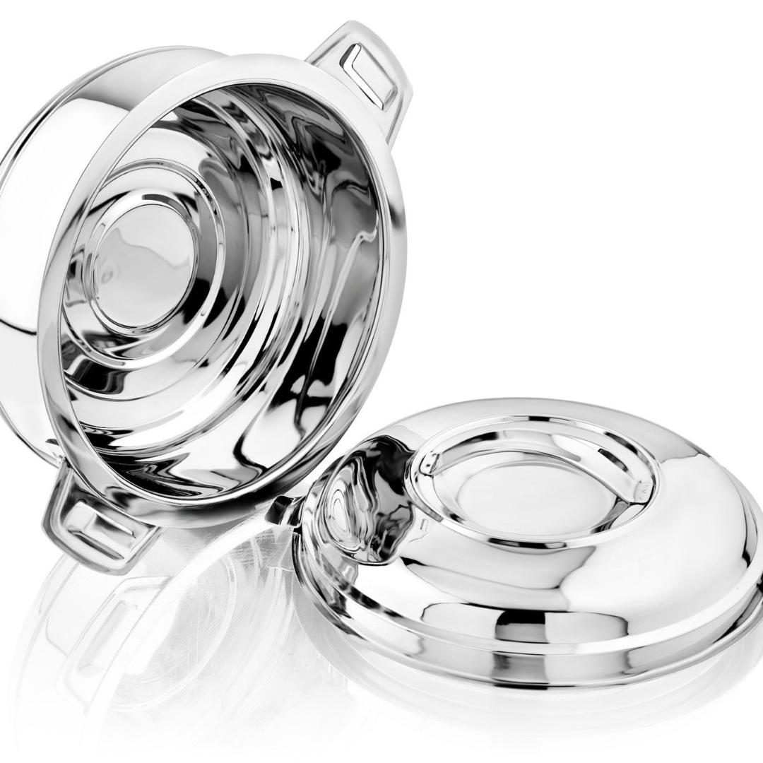 Signature Spark hotpots 4pcs stainless steel set for and cold food storage with capacity of 1500ml, 2500ml, 3500ml and 5000ml. 4pcs Signature spark hotpots