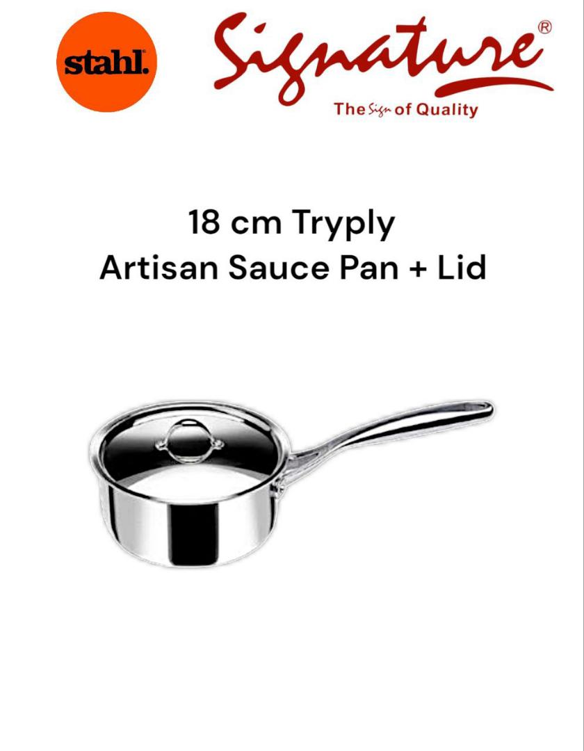 Stahl Stainless Steel Triply Artisan Saucepan with stainless steel lid suitable for all types of cookers
