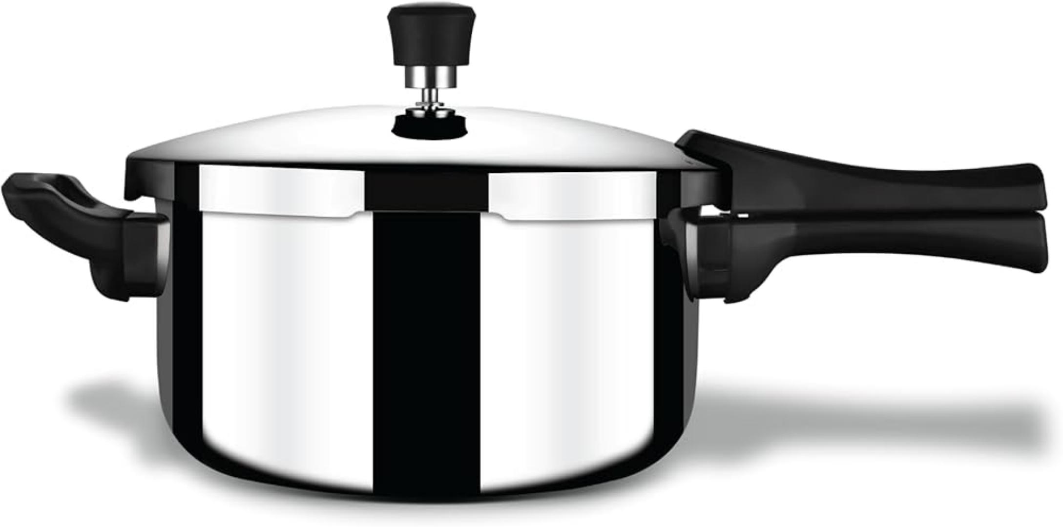 Stahl Triply Stainless Steel Pressure Cooker with Outer Lid and induction base | Broad Pressure Cooker | Triply Cooker With Gas & Induction Base | Safe & Long Lasting Steel | Xpress Cooker 9215