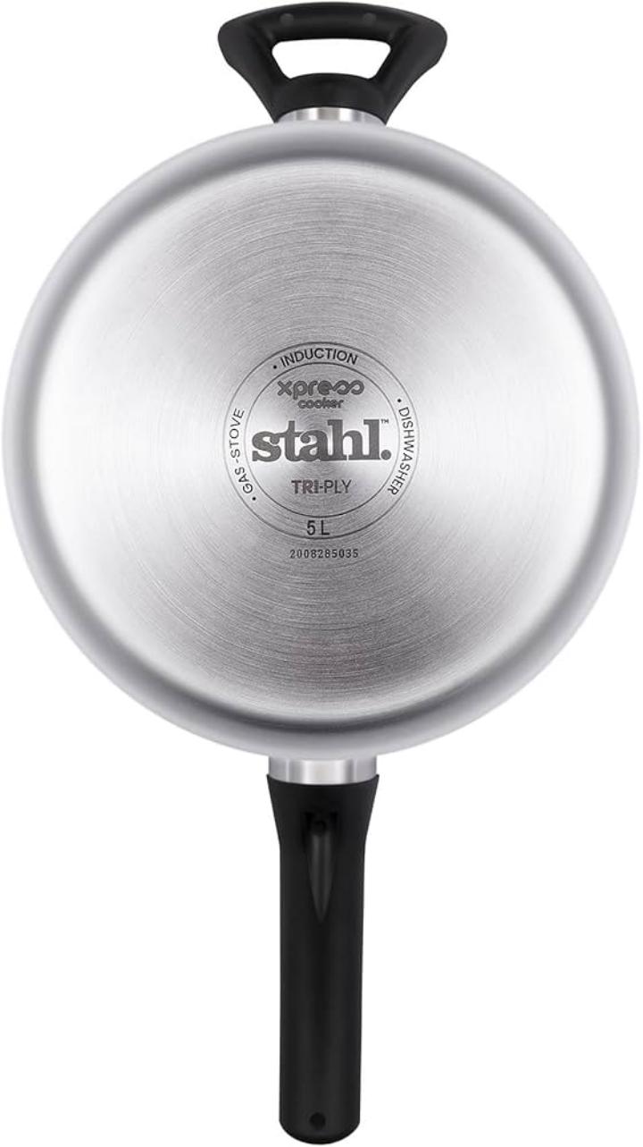 Stahl Triply Stainless Steel Pressure Cooker with Outer Lid and induction base | Broad Pressure Cooker | Triply Cooker With Gas & Induction Base | Safe & Long Lasting Steel | Xpress Cooker 9215