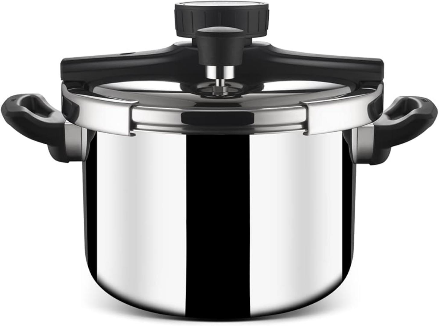 Stahl Triply Stainless Steel Versatile pressure Cooker with Steel and Glass Lid 5 L Steel Cooker with Induction Base, 9415