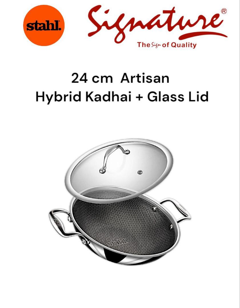 Stahl Triply Artisan stainless steel kadhai Hybrid Series with lid