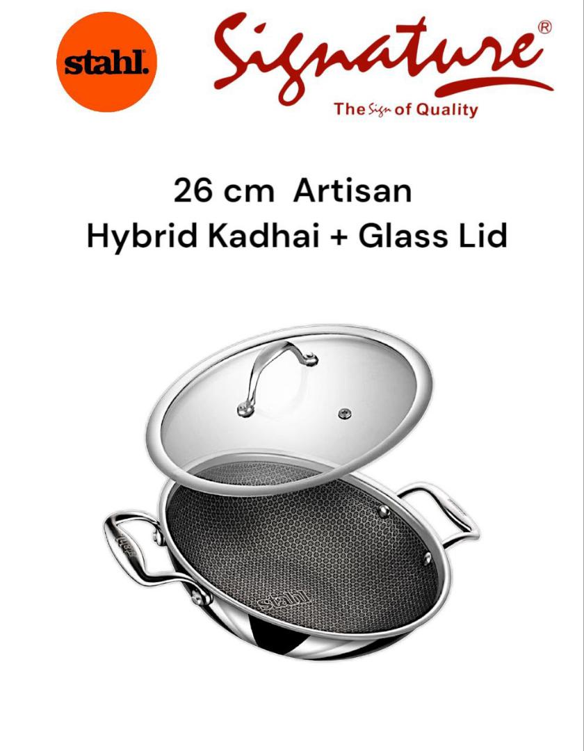 Stahl Triply Artisan stainless steel kadhai Hybrid Series with lid