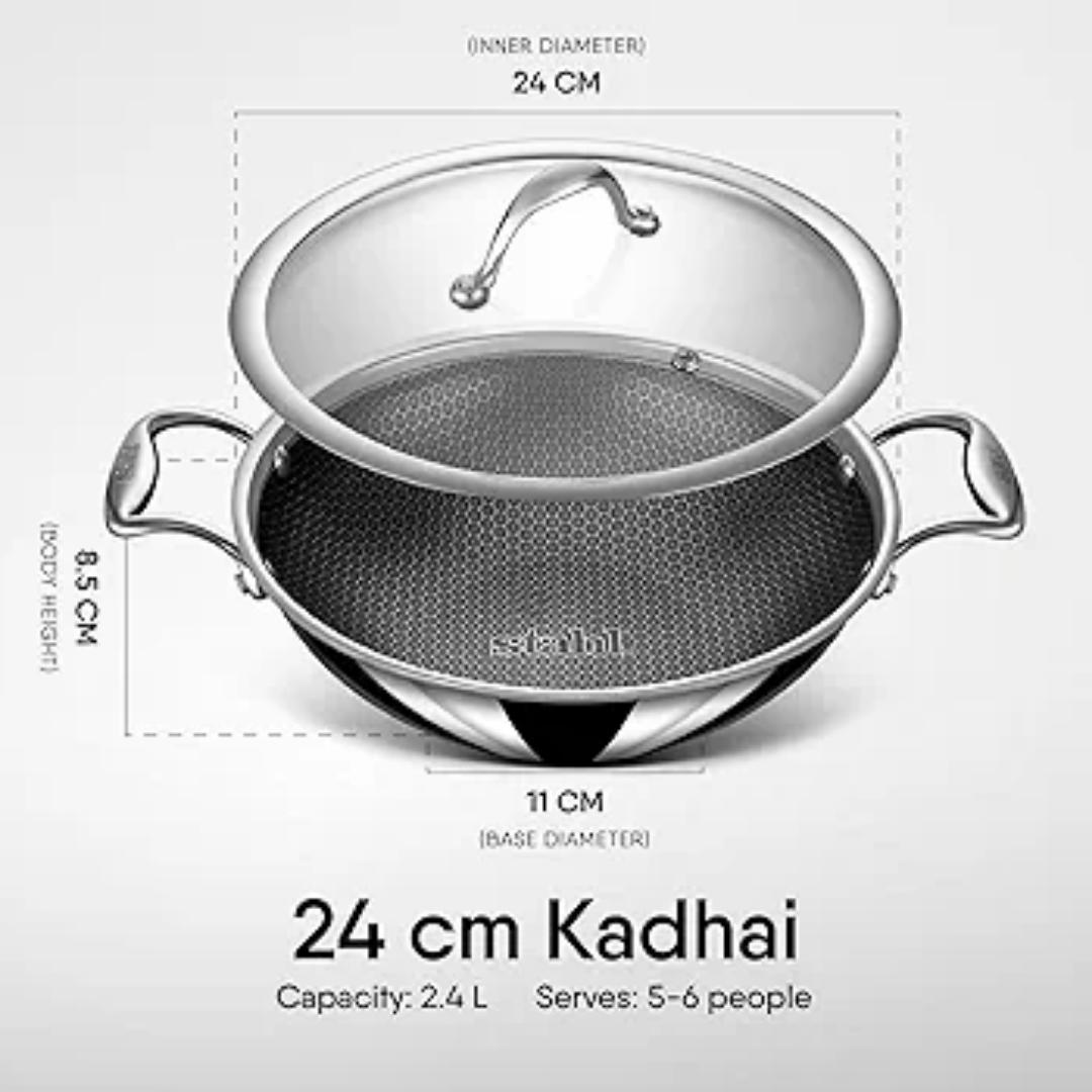 Stahl Triply Artisan stainless steel kadhai Hybrid Series with lid