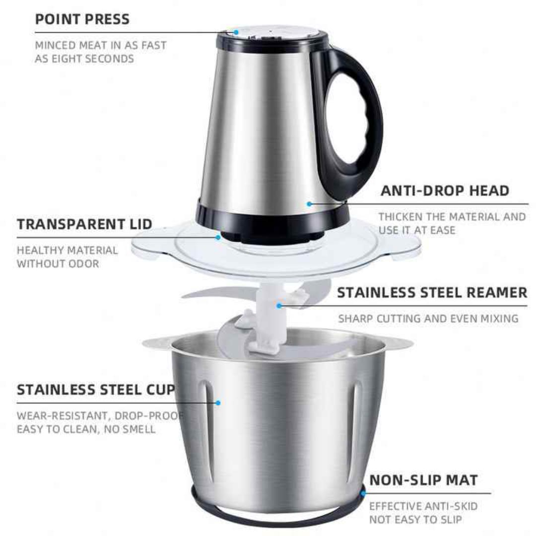 3L Redberry multifunctional food Chopper with 400W powerful copper motor and stainless steel blades RBFC-3 Redberry meat and vegetable slicer