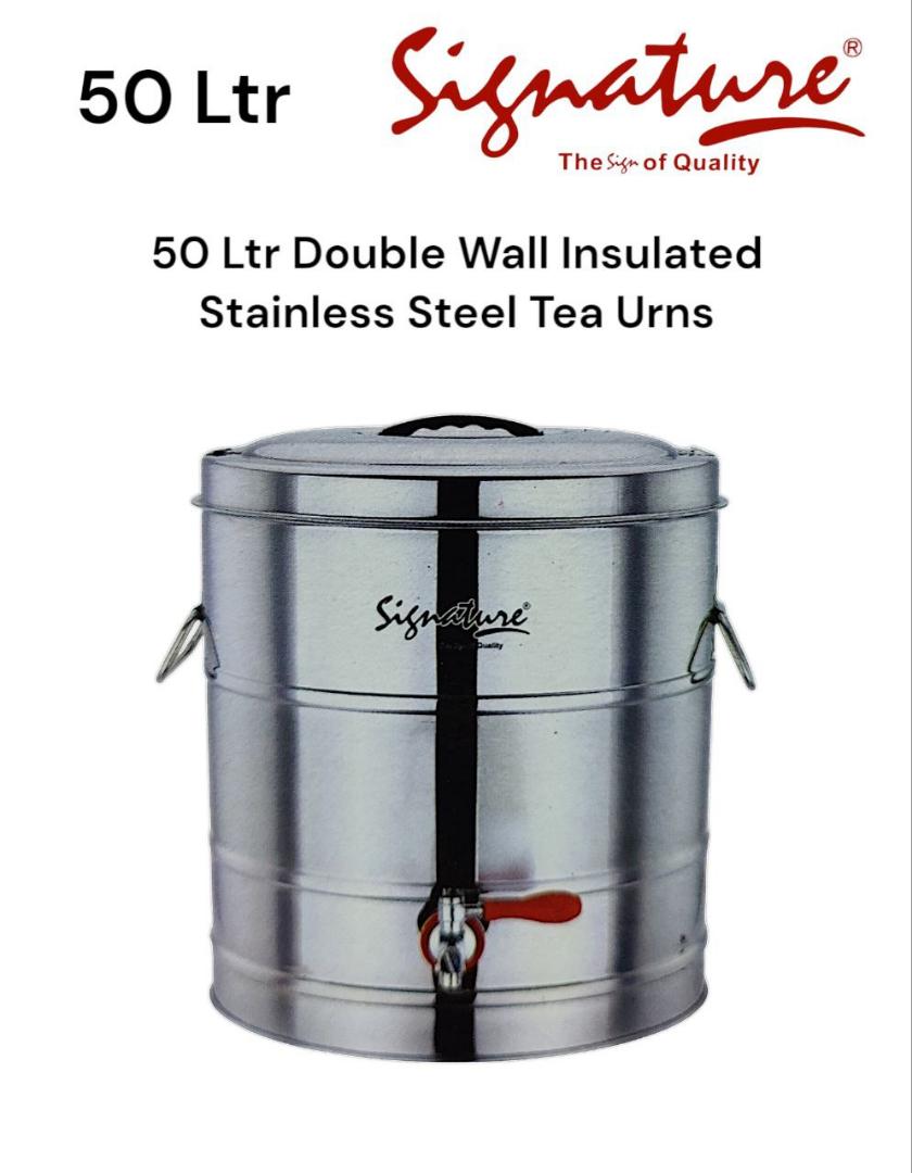 Signature 50L tea urn double wall insulated stainless steel signature non electric tea urn for keeping drinks hot or cold