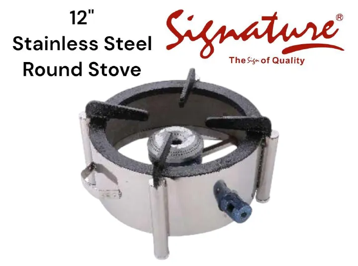 Signature stainless steel round single burner gas stove standing gas cooker for commercial and large heavy pots cooking 12 inches size