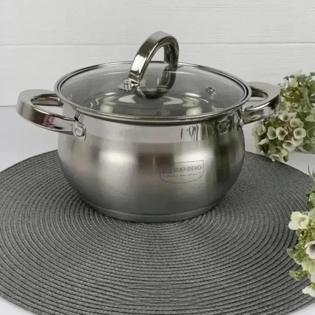 EDENBERG EB-3717 8PCS High Quality stainless steel Cookware Set with glass lids and induction Cooking Pots Sufuria As shown in the figure 8pcs