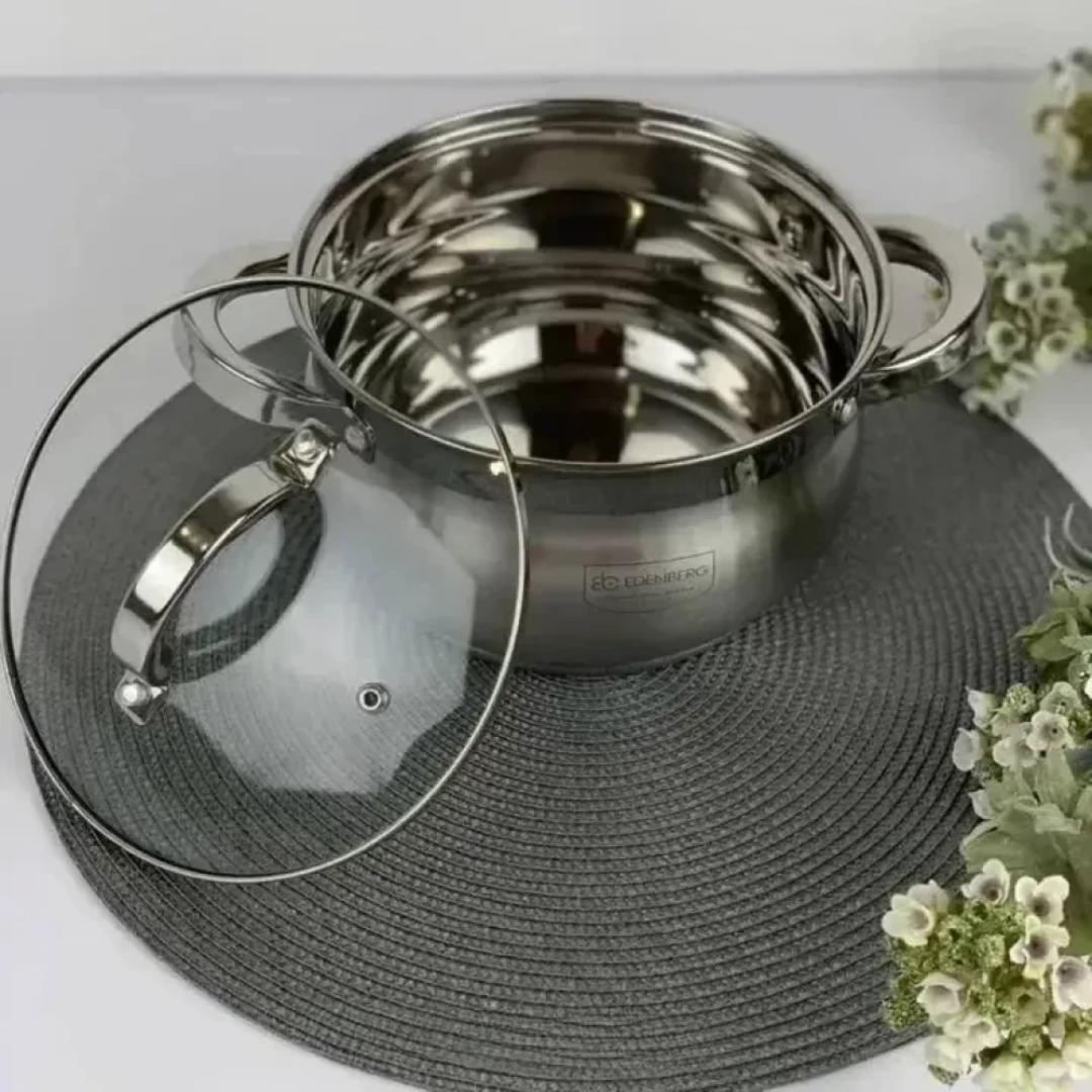 EDENBERG EB-3717 8PCS High Quality stainless steel Cookware Set with glass lids and induction Cooking Pots Sufuria As shown in the figure 8pcs