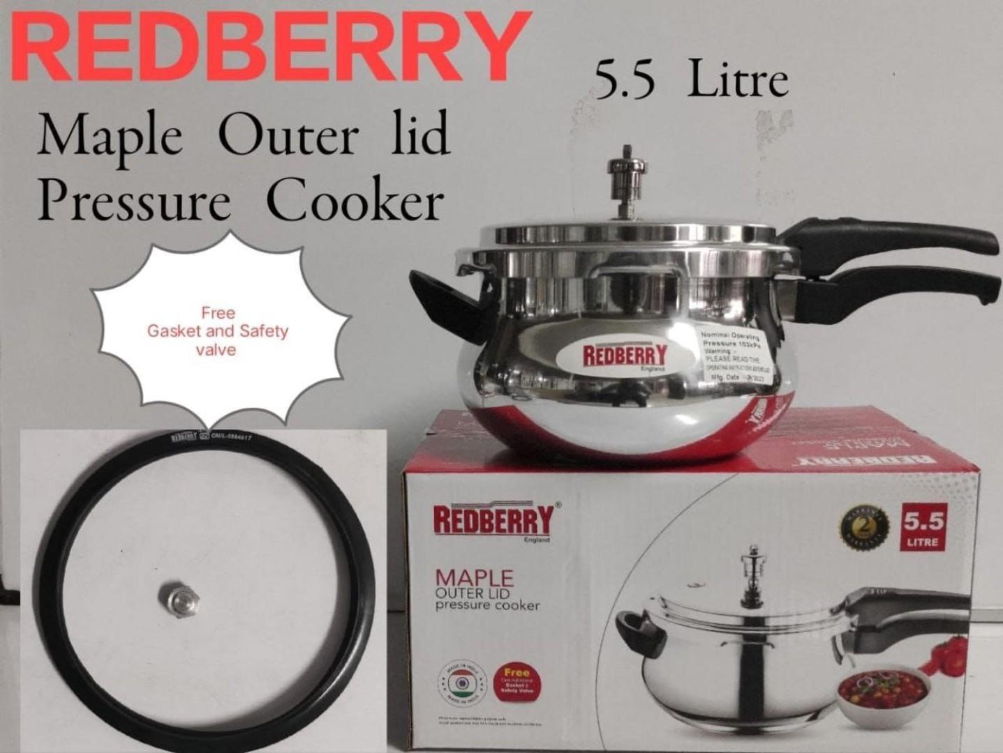 Redberry maple outer lid aluminum pressure cooker with free gasket and safety
