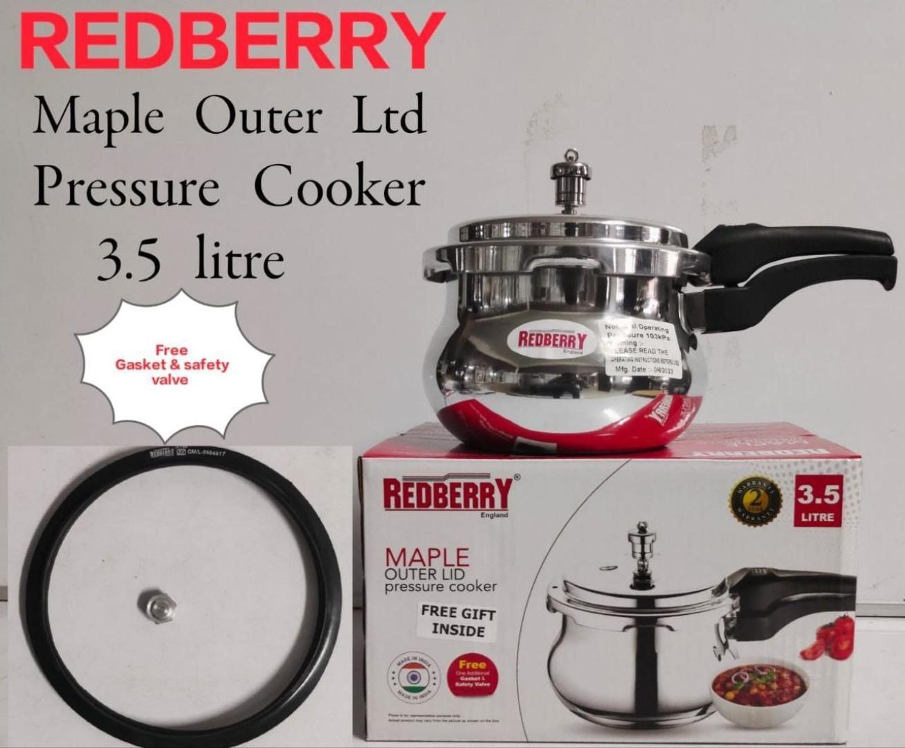 Redberry maple outer lid aluminum pressure cooker with free gasket and safety