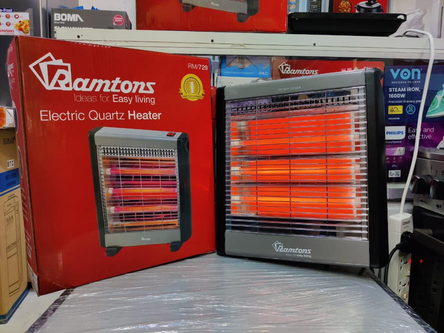 Ramtons ELECTRIC room heater 3 BAR QUARTZ HEATER - RM/729

Ramtons room heater with 3 settings 400/800 and  1200W