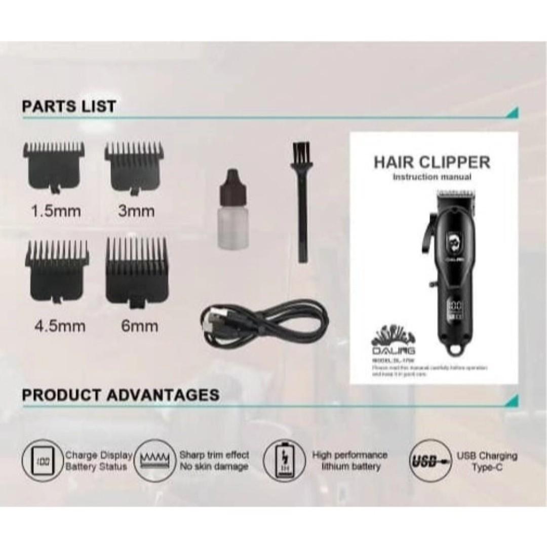 DALING Rechargeable cordless Hair Clipper DL-1755 Rechargeable Shaver Beard trimmer Professional Hair Trimmer Cordless Oil head Men Hair Cutting Machine