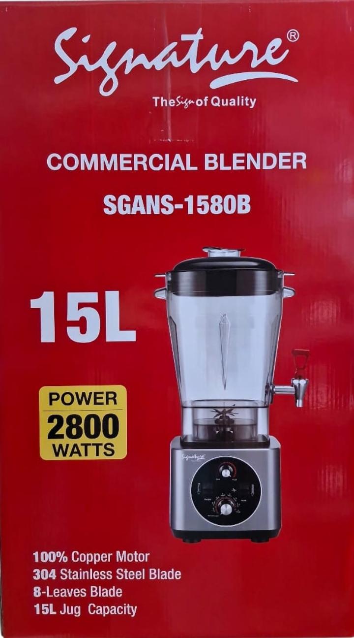 Signature Commercial Household Blender Mixer Juicer Fruit Food Processor Ice Smoothies Blender Juice Maker Crusher with 15L capacity and 2800W powerful motor SGANS-1580B