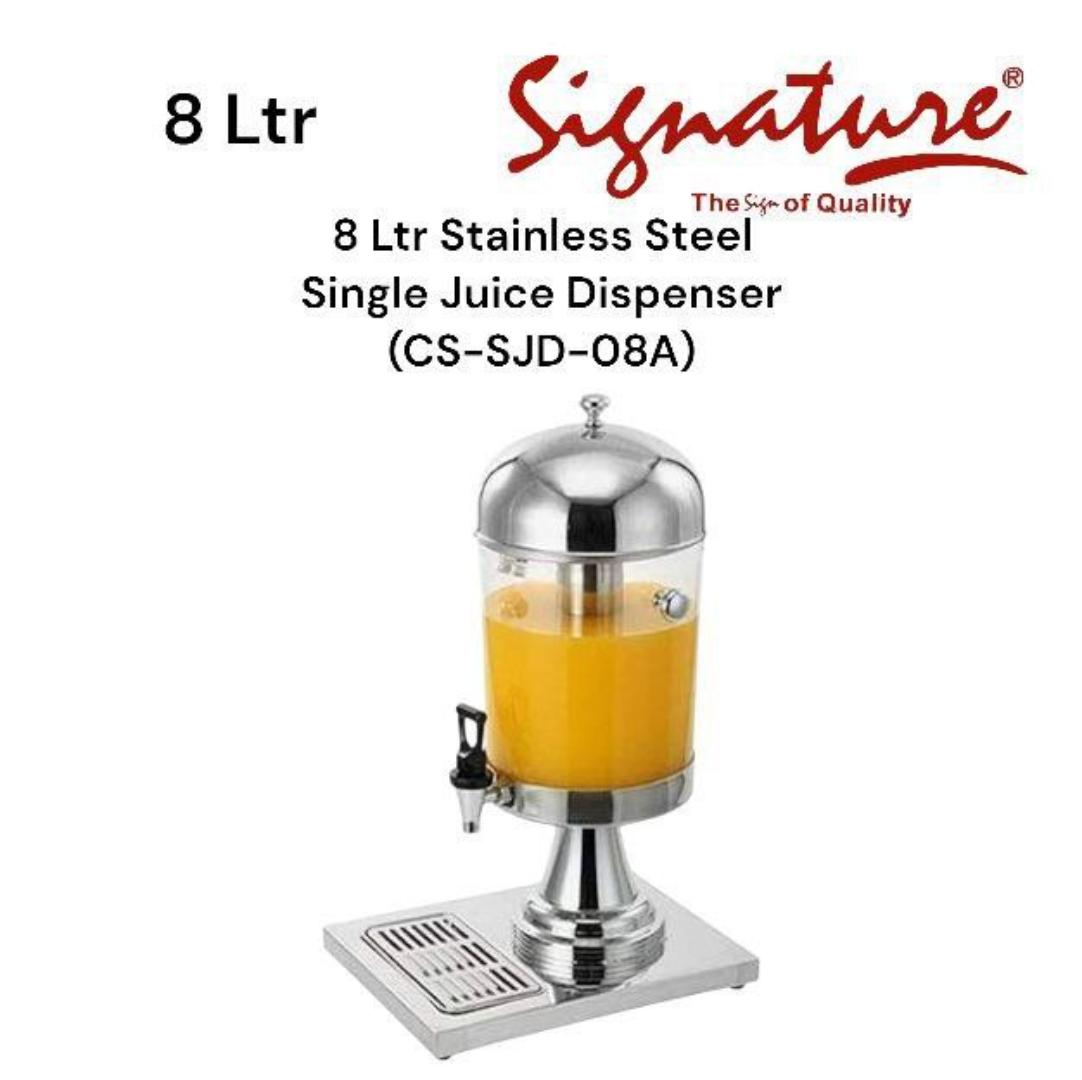 Signature 8L Juice Beverage Dispenser Hot Cold Juice Container Stainless Steel Juice Server Drink Dispenser Machine Juice Dispensers for Parties Buffet Restaurant Hotel Bar Home(Silver)
