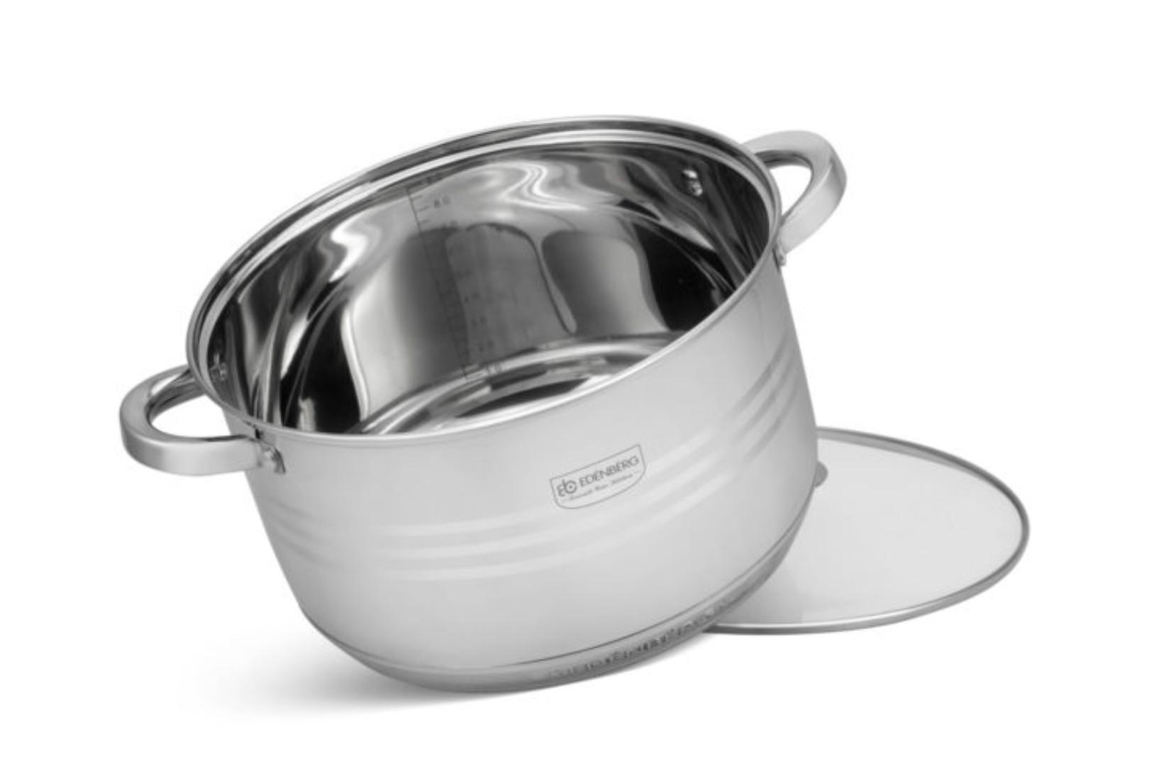 Edenberg 12pcs Stainless Steel Cookware Set EB-4037 Induction base Cookware with Glass tampered lids