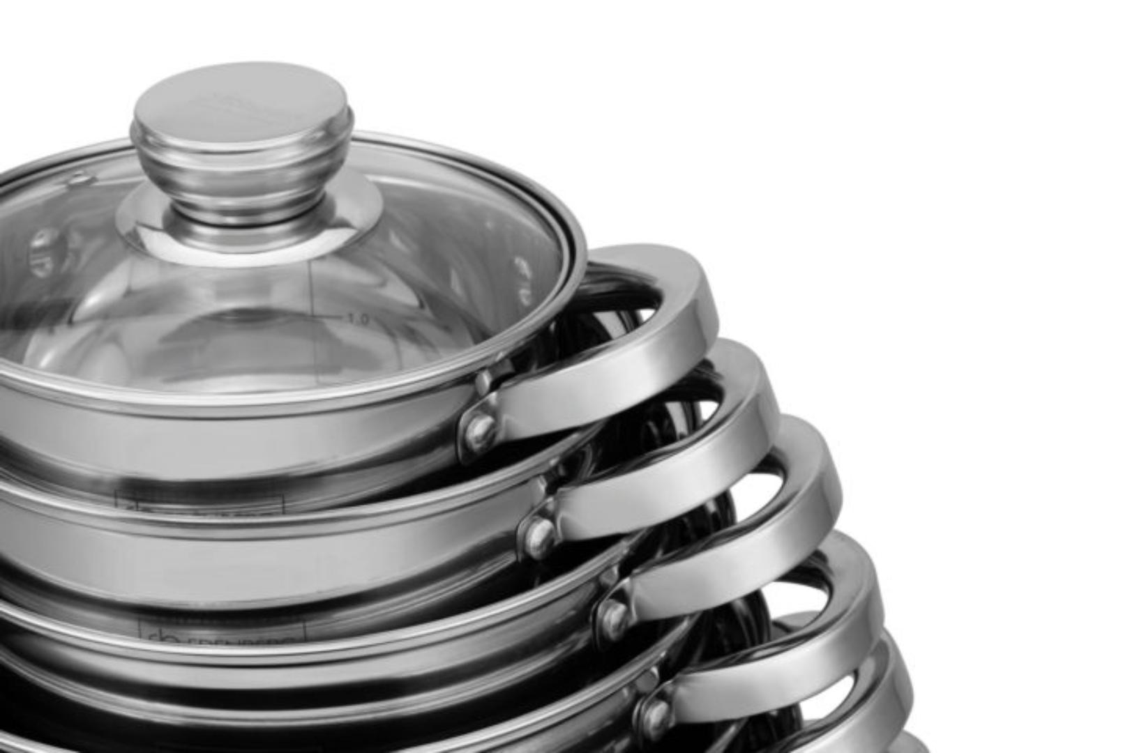 Edenberg 12pcs Stainless Steel Cookware Set EB-4037 Induction base Cookware with Glass tampered lids