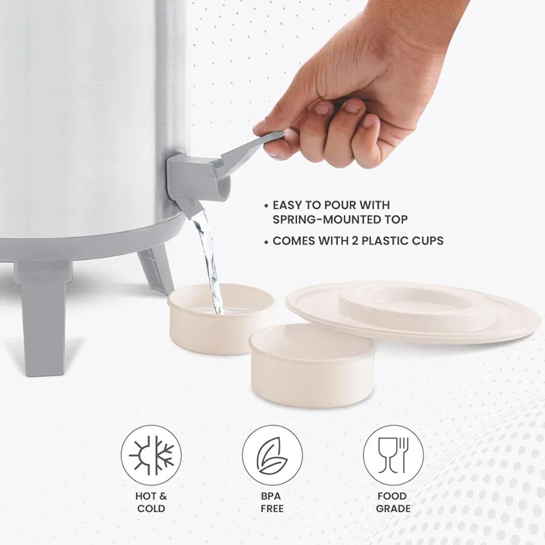 Redberry Milton tea urn 10L STAINLESS STEEL INSULATED WATER JUG 
INSIDE & OUT SIDE FULL S.STEEL
 MILTON - 10L