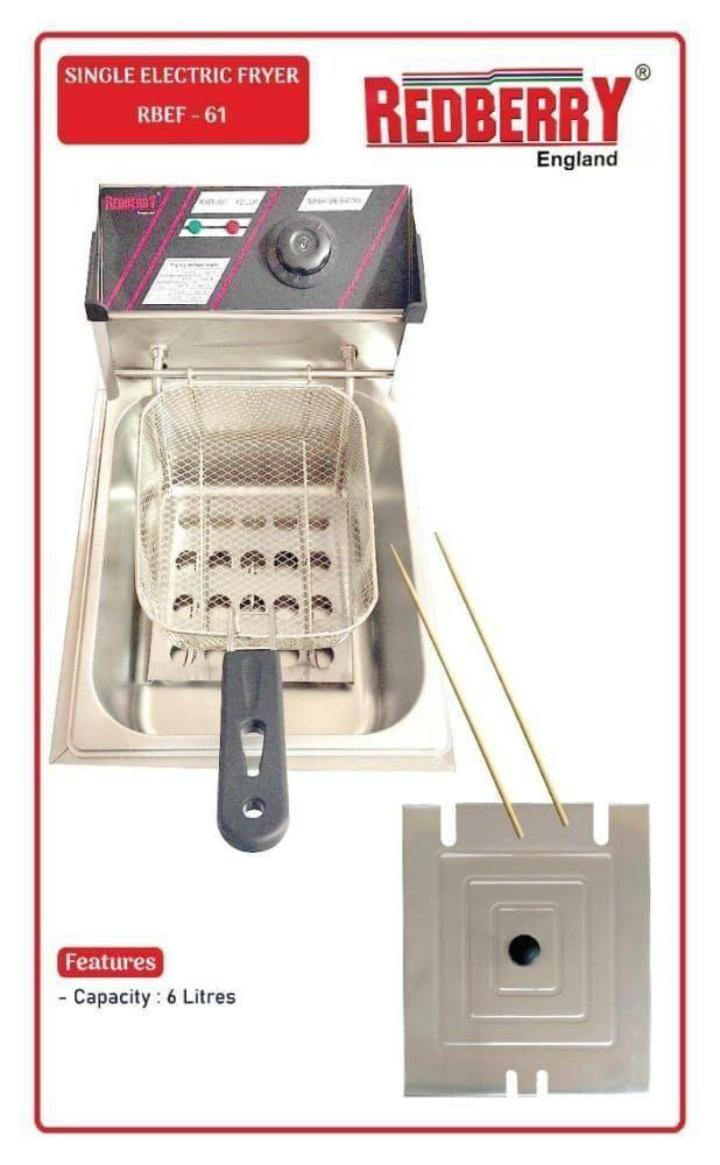 Redberry 6L single deep fryer RBEF-61 Redberry Premium Range Electric Fryer | Single 6L | Stainless Steel Fryer with Cool Touch Handles