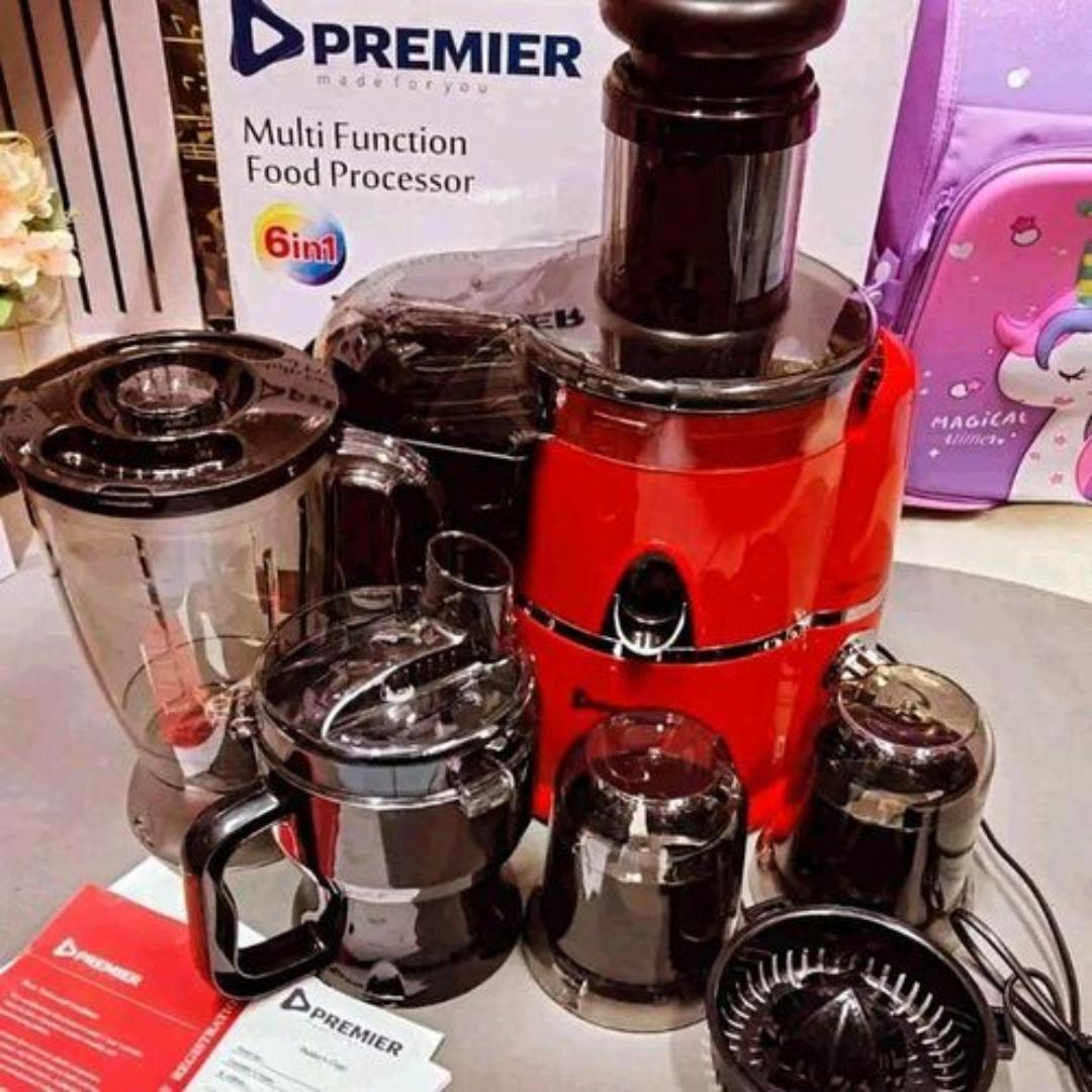 Premier 6 in 1 Food Processor PM-105FP Juicer Blender with Unbreakable Jug Grinder Meat Mincer Shredder Wet Mill, Chopper, Citrus Juicer 500W