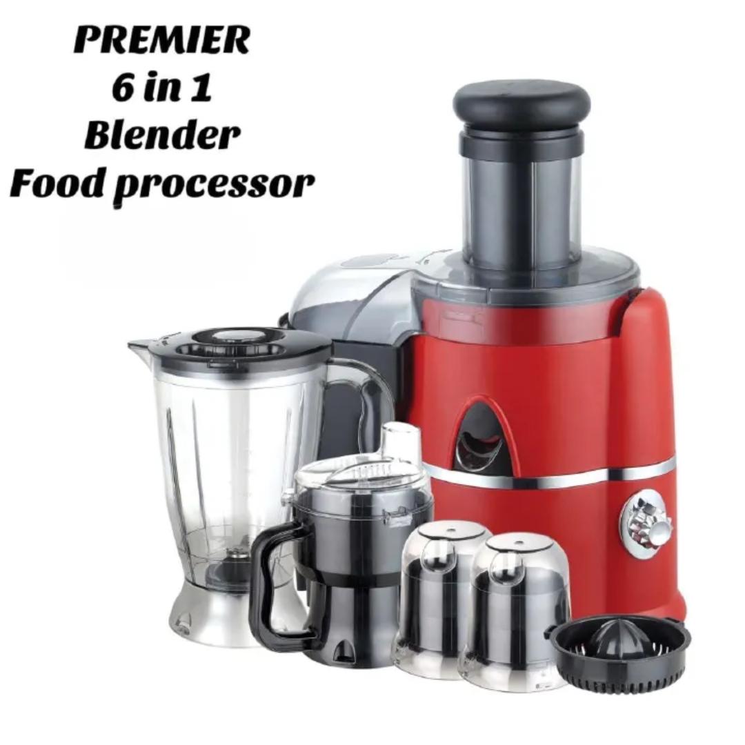 Premier 6 in 1 Food Processor PM-105FP Juicer Blender with Unbreakable Jug Grinder Meat Mincer Shredder Wet Mill, Chopper, Citrus Juicer 500W