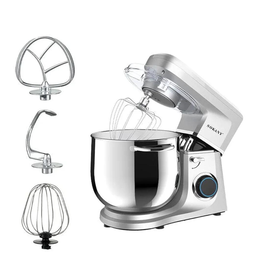 Sokany SK-1511 Stand Mixer 6 Speed ​​Adjustment 1500W Tilt Head Kitchen Electric Dough Mixer with 8L Stainless Steel Bowl Whisk Dough Hook Beater and Splash Guard Suitable for Home and Commercial