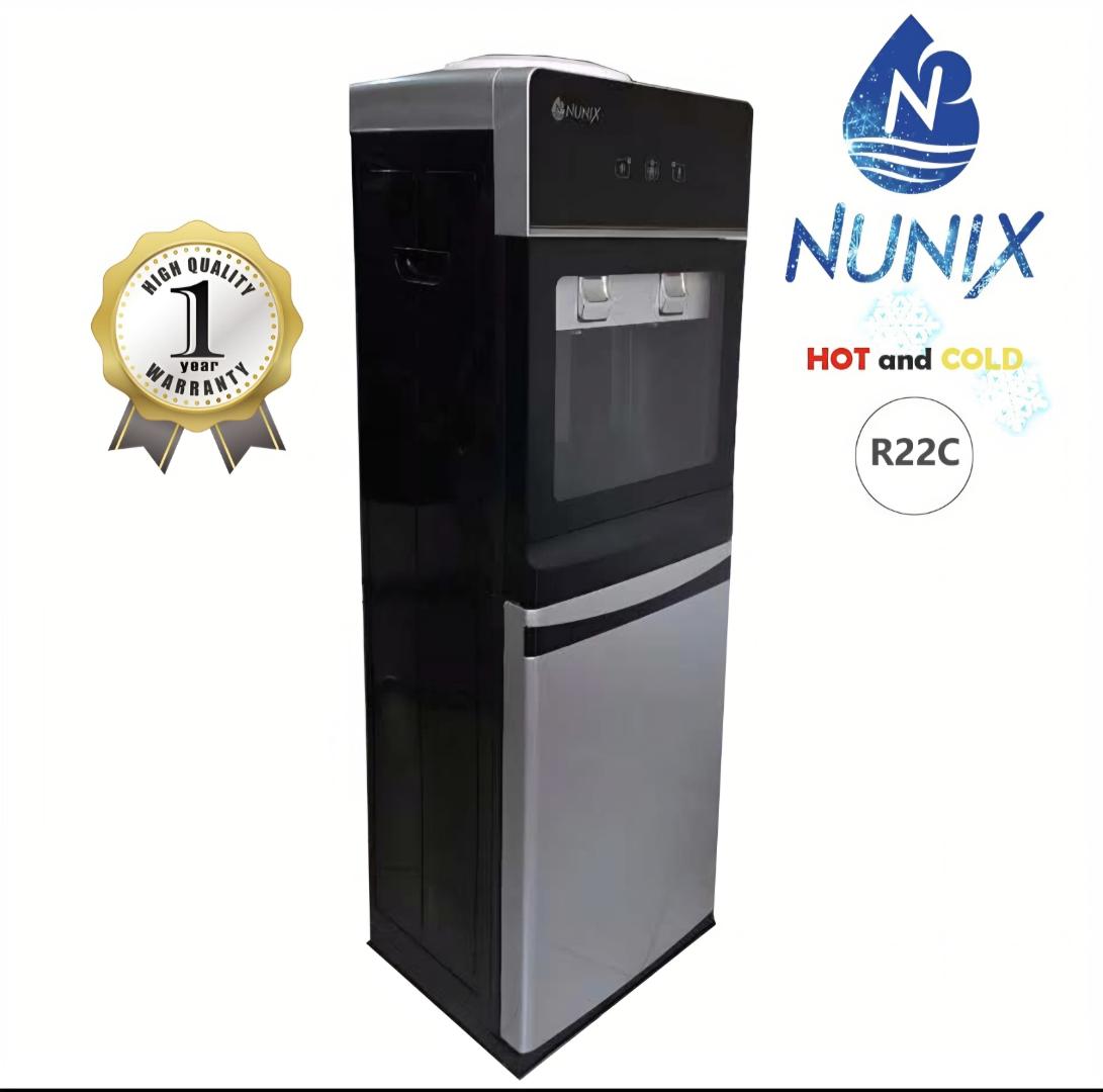Nunix R22C hot and Cold free standing water dispenser with stainless steel water tank black and silver
