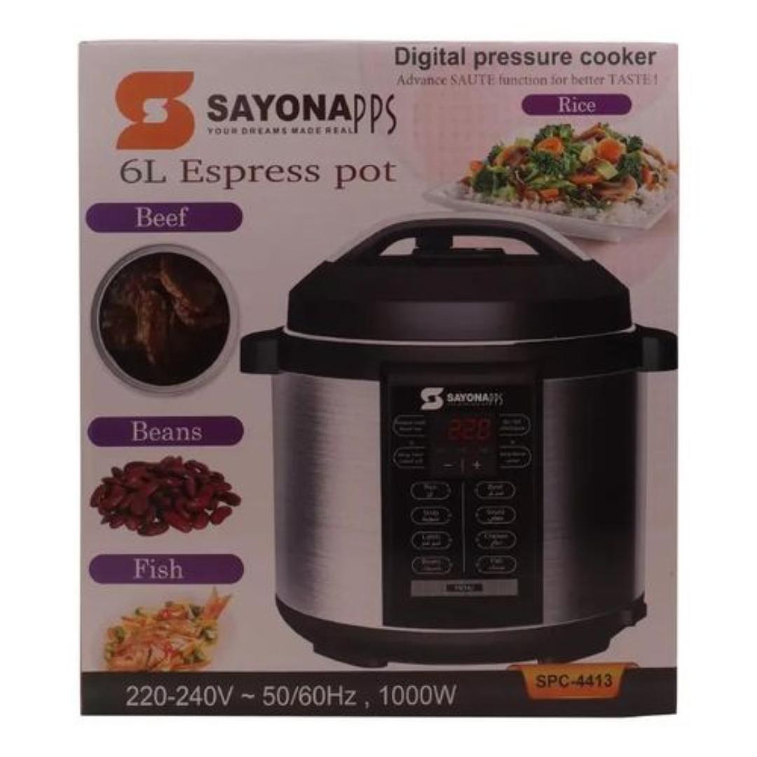 Sayona SPC-4413 Digital Electric Pressure Cooker 6L Multi-Functional Rice Cooker 1000W