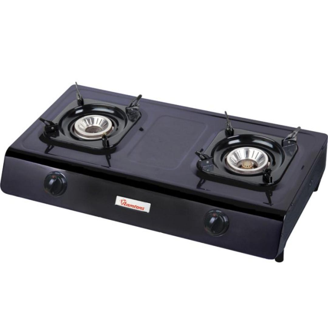 Ramtons RG/516 2 burner table top gas cooker Teflon with auto ignition and whirlwind burners black