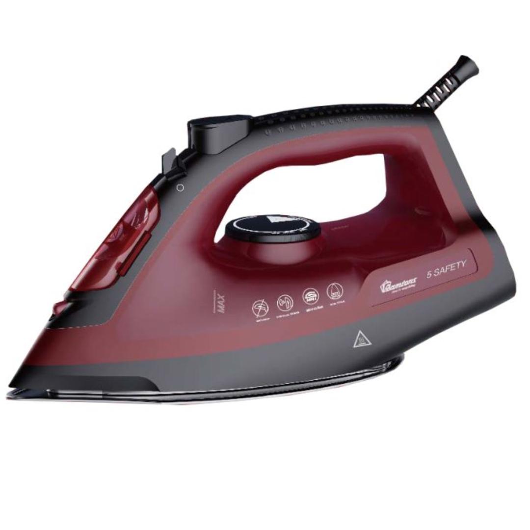 Ramtons RM/584  Commercial Steam  iron box iron with non stick coating soleplate and 320ml transparent water tank  2400W Red color