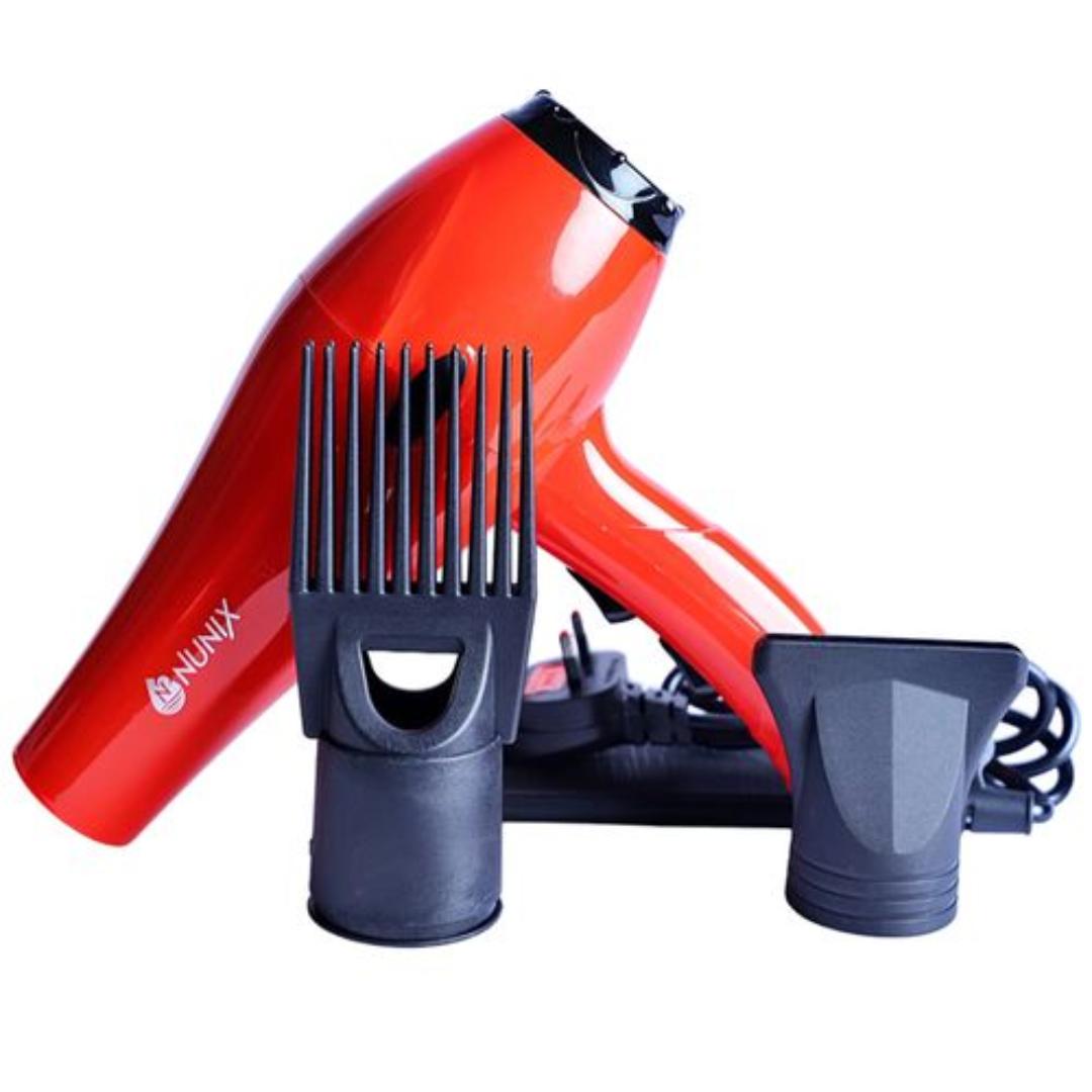 Nunix HD-01 Hair Blow dryer with hair comb and hot air nozzle 2200W hot air Hair comb and hot hair nozzle red