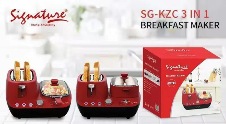 Signature 3-in-1 Multipurpose Breakfast Maker SG-KZC

with toaster grill and steamer 1400W red