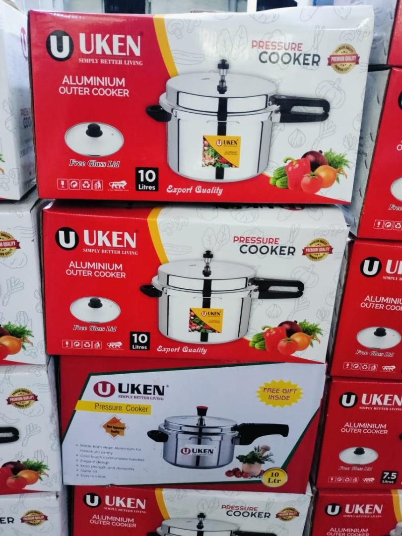 Uken Virgin Aluminium pressure cooker with glass lid and outer lid and single handle 1yr warranty