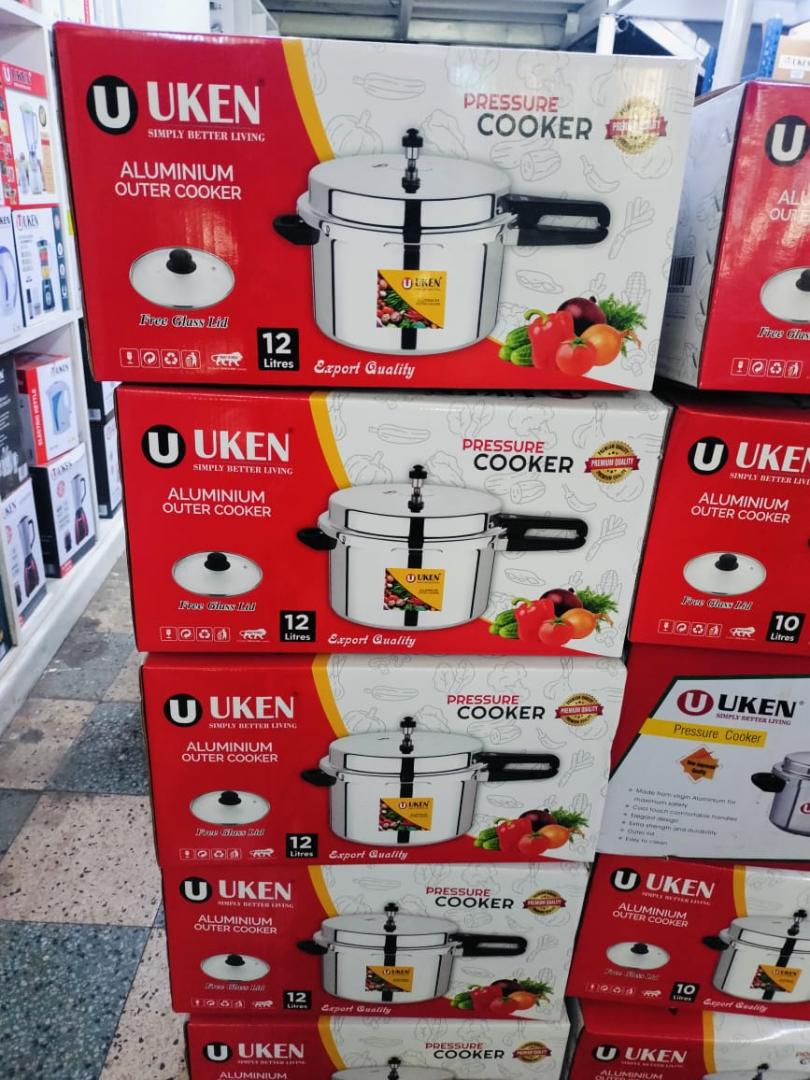 Uken Virgin Aluminium pressure cooker with glass lid and outer lid and single handle 1yr warranty