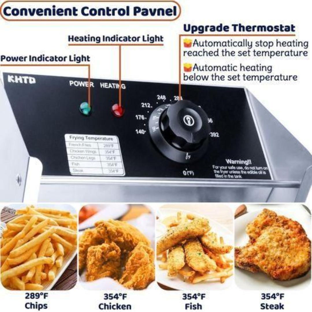 Em ElectroMate 12L double Electric deep fryer STAINLESS STEEL (6L+6L) Energy Efficient Electric Chips / Chicken / MANDAZIS Deep Fryer Machine
2500W
